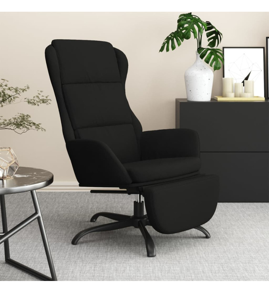 Chaise de relaxation avec repose-pied Noir Tissu microfibre