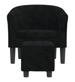 Fauteuil cabriolet avec repose-pied noir velours