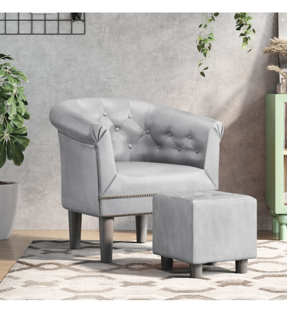 Fauteuil cabriolet avec repose-pied argenté similicuir