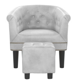 Fauteuil cabriolet avec repose-pied argenté similicuir