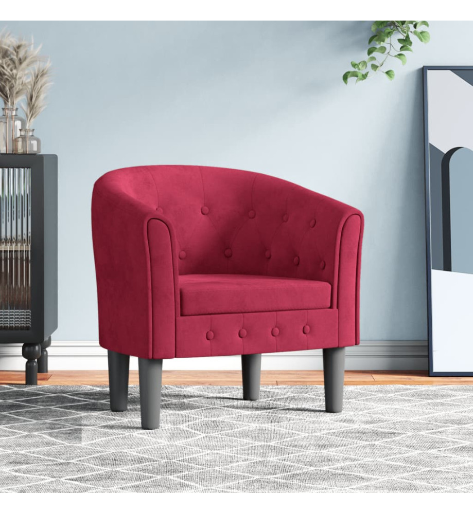 Fauteuil cabriolet rouge bordeaux velours