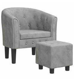 Fauteuil cabriolet avec repose-pied gris clair velours