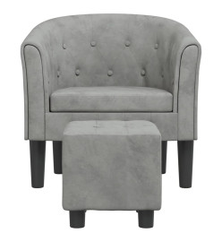 Fauteuil cabriolet avec repose-pied gris clair velours