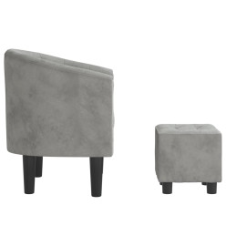 Fauteuil cabriolet avec repose-pied gris clair velours