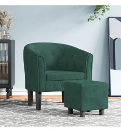 Fauteuil cabriolet avec repose-pied vert foncé velours