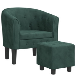 Fauteuil cabriolet avec repose-pied vert foncé velours