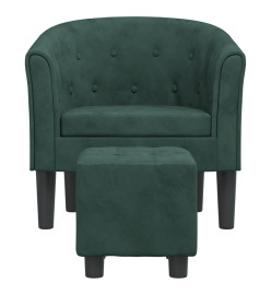 Fauteuil cabriolet avec repose-pied vert foncé velours