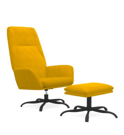 Chaise de détente et repose-pied Jaune moutarde Velours