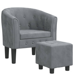 Fauteuil cabriolet avec repose-pied gris foncé velours