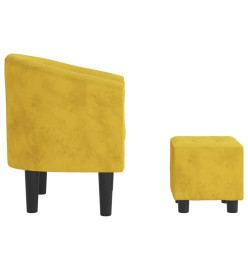 Fauteuil cabriolet avec repose-pied jaune velours