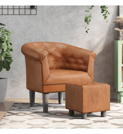 Fauteuil cabriolet avec repose-pied marron similicuir