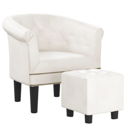 Fauteuil cabriolet avec repose-pied blanc similicuir