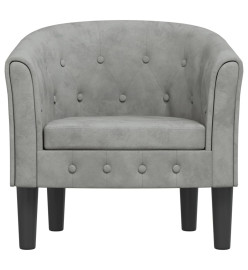 Fauteuil cabriolet gris clair velours