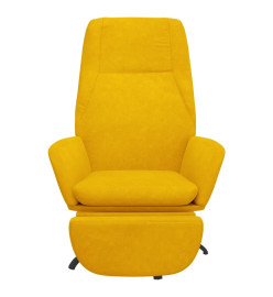 Chaise de relaxation avec repose-pied Jaune moutarde Velours