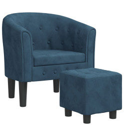 Fauteuil cabriolet avec repose-pied bleu foncé velours