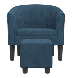 Fauteuil cabriolet avec repose-pied bleu foncé velours