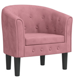 Fauteuil cabriolet rose velours