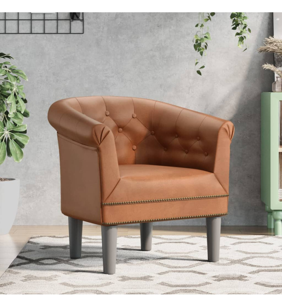 Fauteuil cabriolet marron similicuir