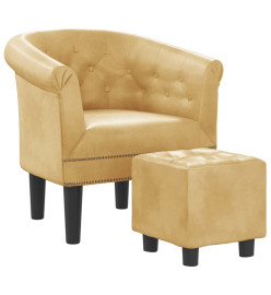 Fauteuil cabriolet avec repose-pied doré similicuir