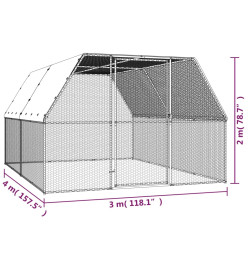 Poulailler d'extérieur 3x4x2 m Acier galvanisé