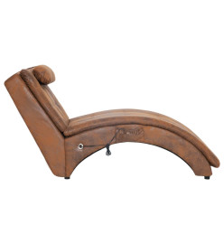 Chaise longue de massage avec oreiller Marron Similicuir daim