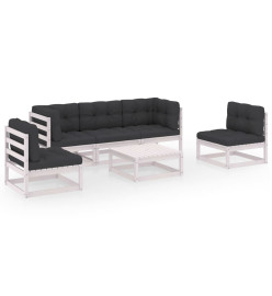 Salon de jardin 6 pcs avec coussins Bois de pin massif