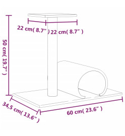 Arbre à chat avec tunnel Gris foncé 60x34,5x50 cm