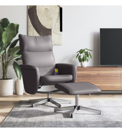 Fauteuil inclinable de massage avec repose-pied gris similicuir