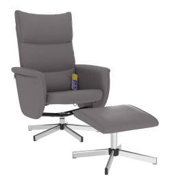 Fauteuil inclinable de massage avec repose-pied gris similicuir