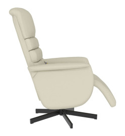 Fauteuil inclinable de massage et repose-pieds crème similicuir