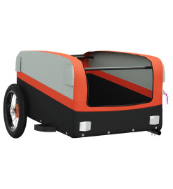 Remorque pour vélo noir et orange 30 kg fer