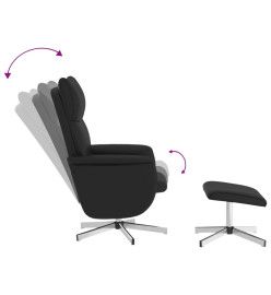 Fauteuil inclinable de massage avec repose-pied noir similicuir