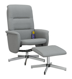 Fauteuil inclinable de massage et repose-pied gris clair tissu