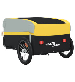 Remorque pour vélo noir et jaune 45 kg fer