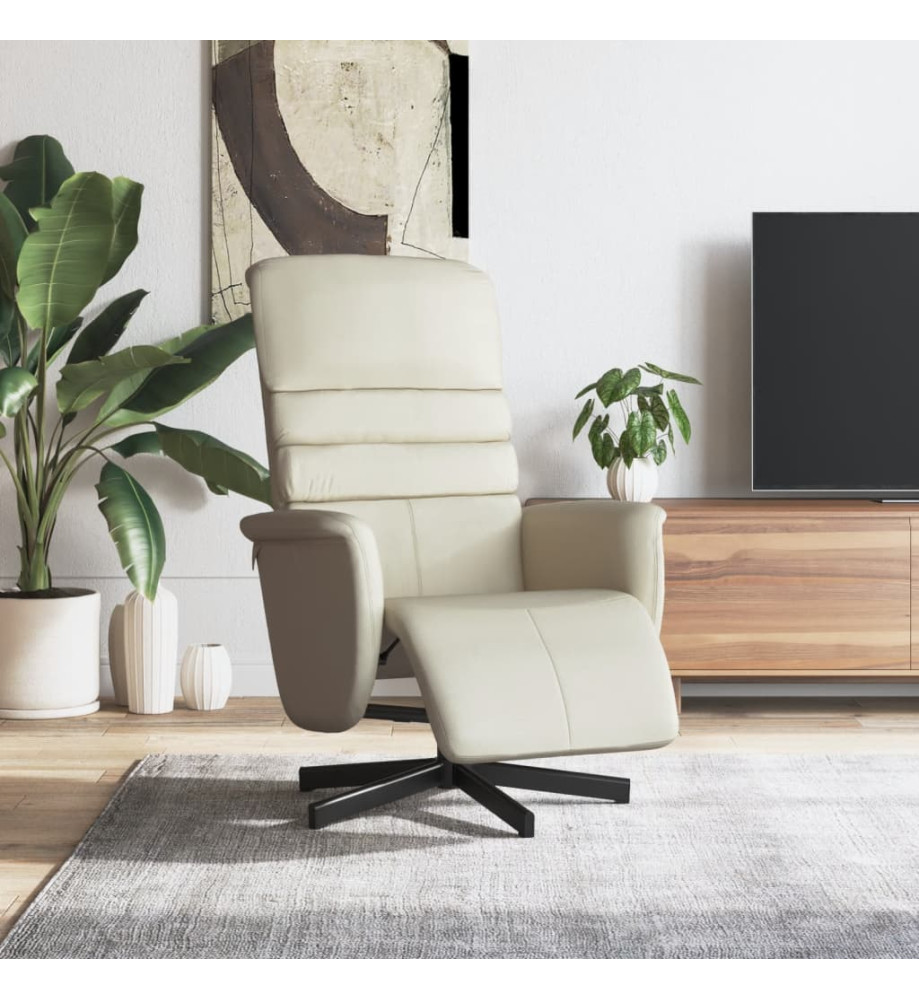 Fauteuil inclinable avec repose-pieds crème similicuir