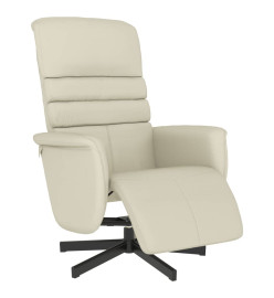 Fauteuil inclinable avec repose-pieds crème similicuir