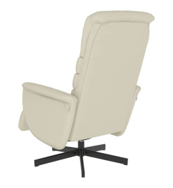 Fauteuil inclinable avec repose-pieds crème similicuir