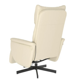 Fauteuil inclinable de massage et repose-pieds crème similicuir