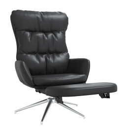 Chaise de relaxation et repose-pied Noir Cuir et similicuir