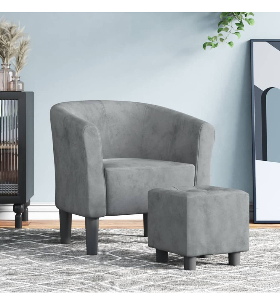 Fauteuil cabriolet avec repose-pied gris foncé velours