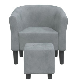 Fauteuil cabriolet avec repose-pied gris foncé velours