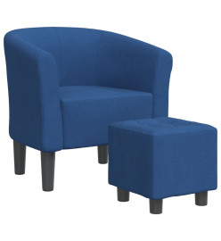 Fauteuil cabriolet avec repose-pied bleu tissu