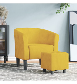 Fauteuil cabriolet avec repose-pied jaune velours