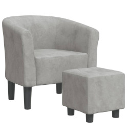 Fauteuil cabriolet avec repose-pied gris clair velours