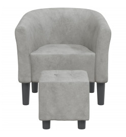 Fauteuil cabriolet avec repose-pied gris clair velours