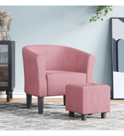 Fauteuil cabriolet avec repose-pied rose velours