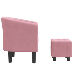 Fauteuil cabriolet avec repose-pied rose velours