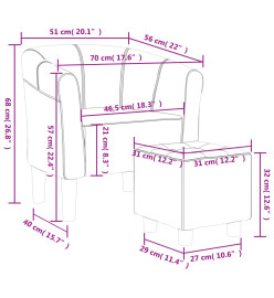 Fauteuil cabriolet avec repose-pied gris foncé tissu