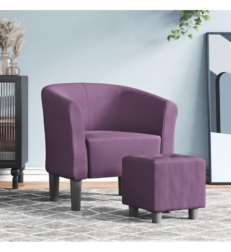 Fauteuil cabriolet avec repose-pied violet tissu