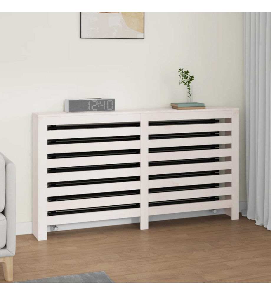 Cache-radiateur Blanc 153x19x84 cm Bois massif de pin